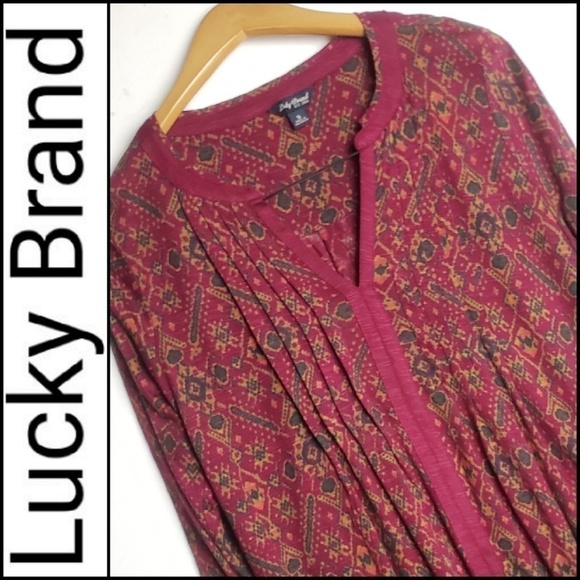 𝅺LUCKY BRAND Boho Knit Blouse Top Small. - Picture 1 of 6